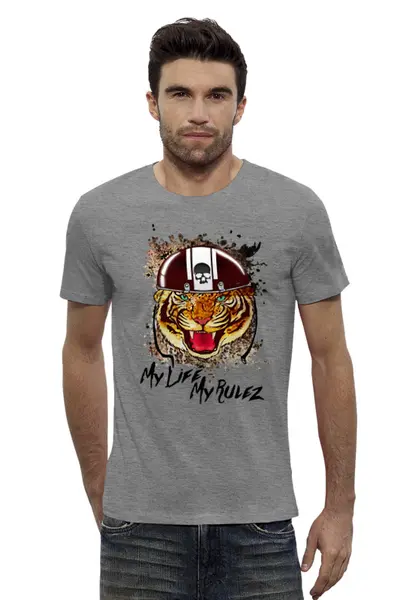 Заказать мужскую футболку в Москве. Футболка базовая Тигр  от T-shirt print  - готовые дизайны и нанесение принтов.