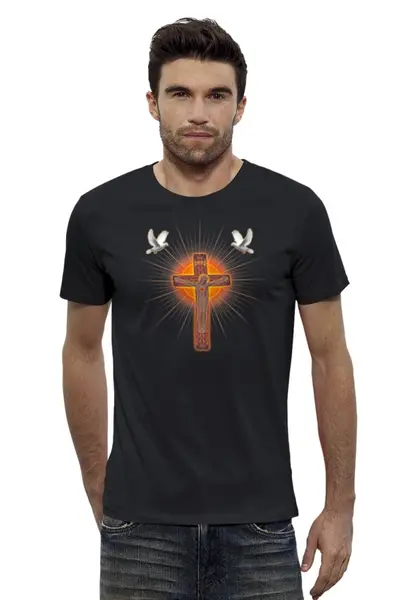 Заказать мужскую футболку в Москве. Футболка базовая Jesus Christ Love от Leichenwagen - готовые дизайны и нанесение принтов.