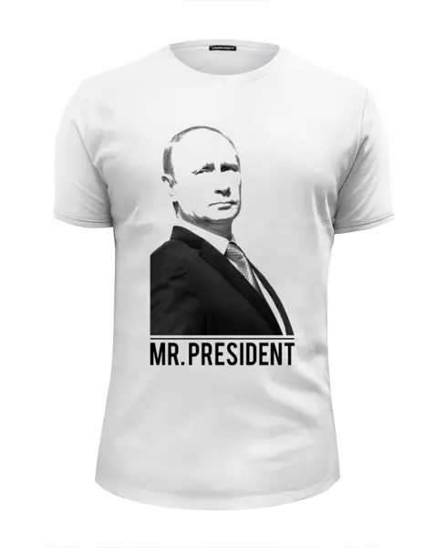 Заказать мужскую футболку в Москве. Футболка базовая Путин от Владимир Волчков - готовые дизайны и нанесение принтов.