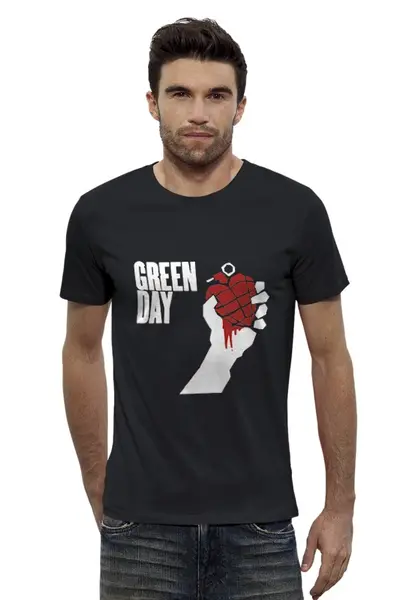 Заказать мужскую футболку в Москве. Футболка базовая Green day от Easy-store - готовые дизайны и нанесение принтов.
