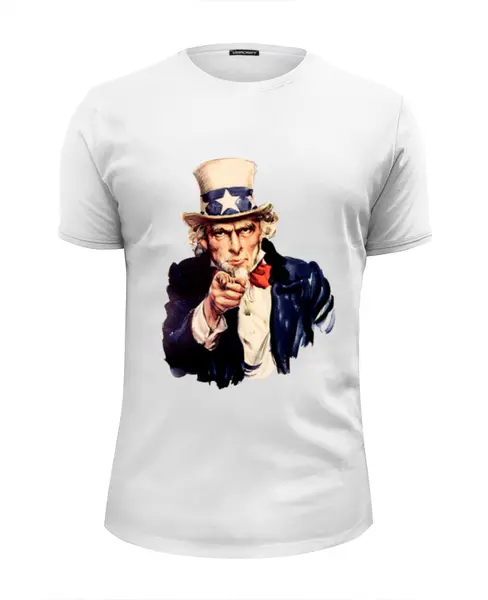 Заказать мужскую футболку в Москве. Футболка базовая Uncle Sam от karbafoss - готовые дизайны и нанесение принтов.