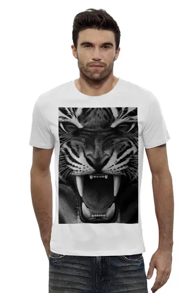 Заказать мужскую футболку в Москве. Футболка базовая tiger от nch_natka_krasilova - готовые дизайны и нанесение принтов.