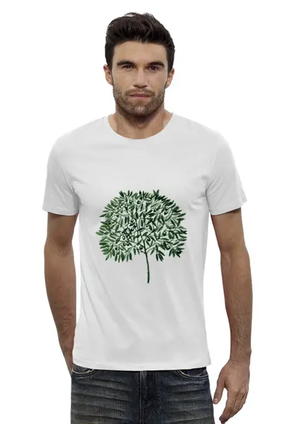 Заказать мужскую футболку в Москве. Футболка базовая оливковое дерево от okonit - готовые дизайны и нанесение принтов.
