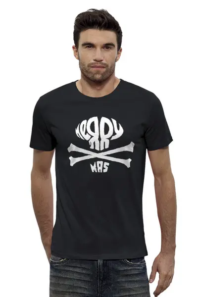 Заказать мужскую футболку в Москве. Футболка базовая Skull X-MAS от balden - готовые дизайны и нанесение принтов.