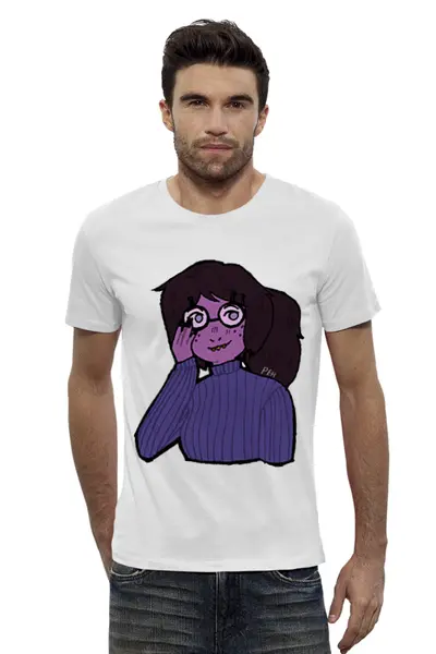 Заказать мужскую футболку в Москве. Футболка базовая susie deltarune w/ glasses от wendigorulzok1@gmail.com - готовые дизайны и нанесение принтов.