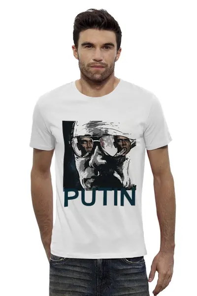 Заказать мужскую футболку в Москве. Футболка базовая Путин от Яхонт - готовые дизайны и нанесение принтов.