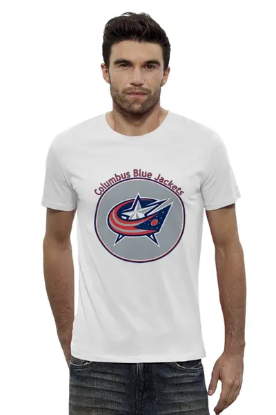 Заказать мужскую футболку в Москве. Футболка базовая Columbus Blue Jackets от kspsshop - готовые дизайны и нанесение принтов.