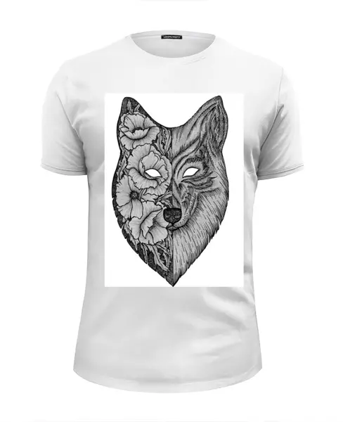 Заказать мужскую футболку в Москве. Футболка базовая волк (wolf) от mariedamn - готовые дизайны и нанесение принтов.