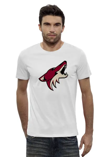 Заказать мужскую футболку в Москве. Футболка базовая Arizona Coyotes от dobryidesign - готовые дизайны и нанесение принтов.