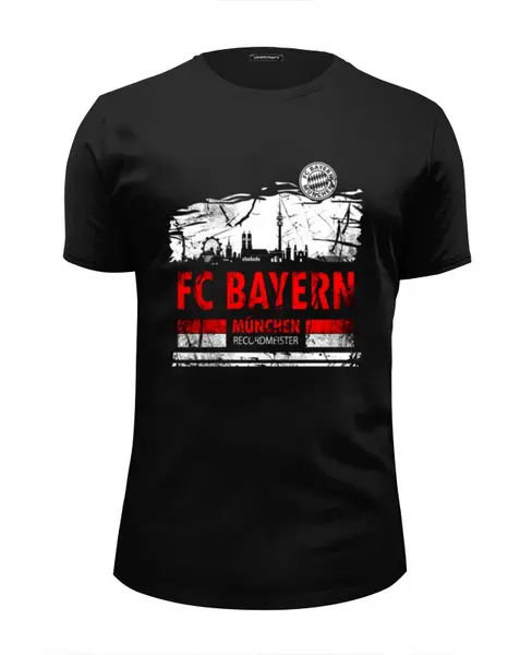 Заказать мужскую футболку в Москве. Футболка базовая FC Bayern Munchen | Skyline (2021) от 0x000000123 - готовые дизайны и нанесение принтов.