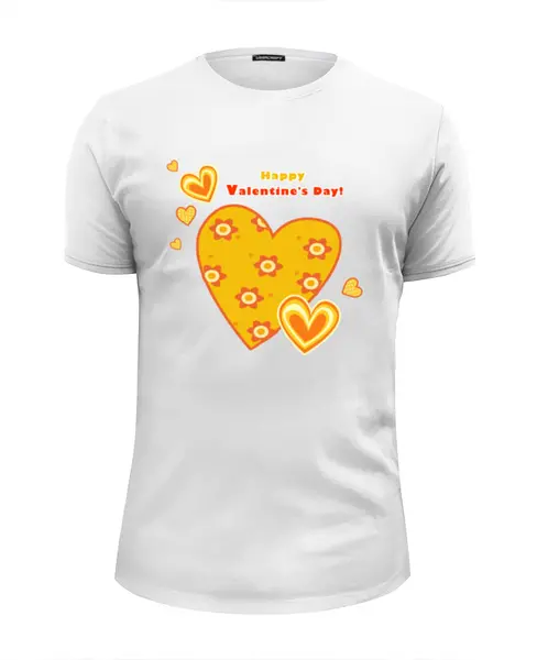 Заказать мужскую футболку в Москве. Футболка базовая "Happy Valentine's Day!" от Abstractiya - готовые дизайны и нанесение принтов.