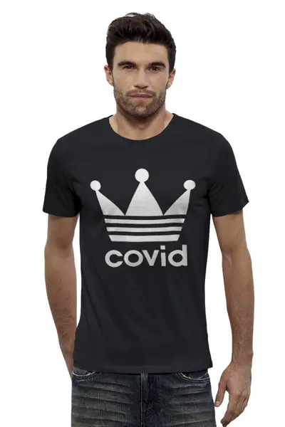 Заказать мужскую футболку в Москве. Футболка базовая Covid-19 от skynatural - готовые дизайны и нанесение принтов.