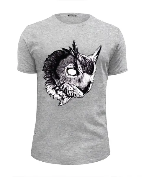 Заказать мужскую футболку в Москве. Футболка базовая Owl Gray от Troy - Angel - готовые дизайны и нанесение принтов.