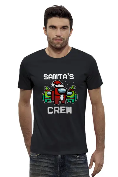 Заказать мужскую футболку в Москве. Футболка базовая Santa's Crew Among Us от El Fox - готовые дизайны и нанесение принтов.