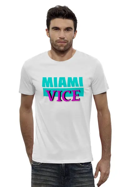 Заказать мужскую футболку в Москве. Футболка базовая Miami от T-shirt print  - готовые дизайны и нанесение принтов.