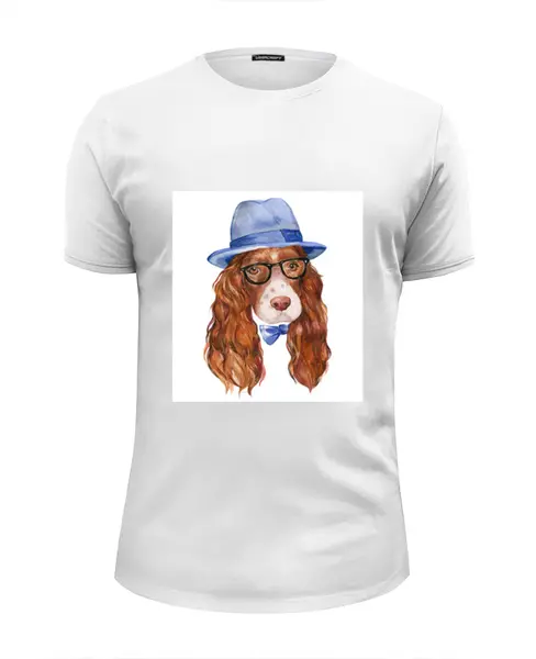 Заказать мужскую футболку в Москве. Футболка базовая собака хипстер от t.mitrushova@gmail.com - готовые дизайны и нанесение принтов.
