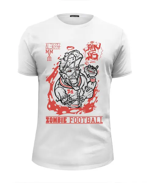 Заказать мужскую футболку в Москве. Футболка базовая Zombie football от Aleks36 - готовые дизайны и нанесение принтов.