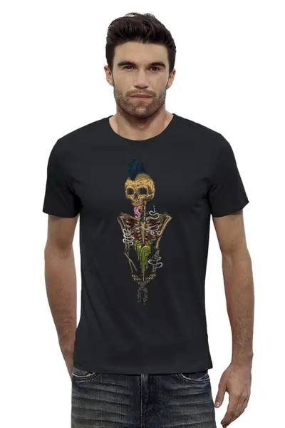 Заказать мужскую футболку в Москве. Футболка базовая Skeleton Art от Leichenwagen - готовые дизайны и нанесение принтов.