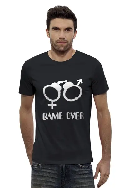 Заказать мужскую футболку в Москве. Футболка базовая Game over                 от Savara - готовые дизайны и нанесение принтов.