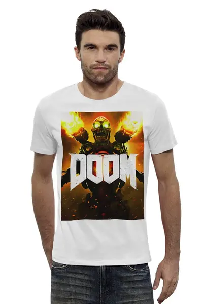 Заказать мужскую футболку в Москве. Футболка базовая Doom 4 от scoopysmith - готовые дизайны и нанесение принтов.