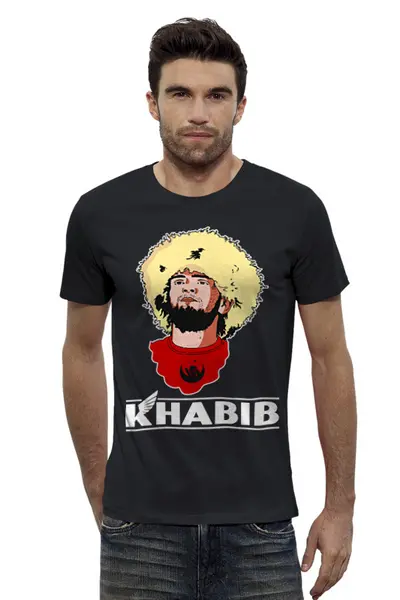 Заказать мужскую футболку в Москве. Футболка базовая Khabib Nurmagomedov от balden - готовые дизайны и нанесение принтов.