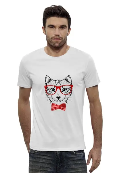 Заказать мужскую футболку в Москве. Футболка базовая Кошка от YellowCloverShop - готовые дизайны и нанесение принтов.