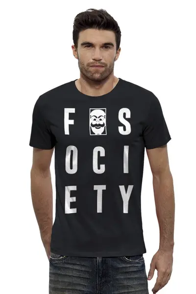 Заказать мужскую футболку в Москве. Футболка базовая Мистер Робот. Fsociety от geekbox - готовые дизайны и нанесение принтов.