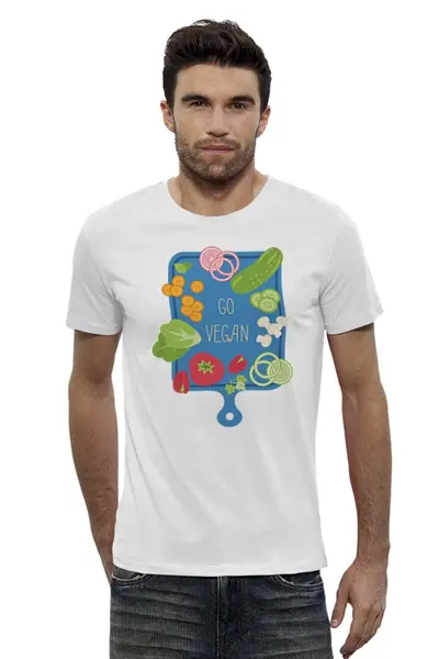 Заказать мужскую футболку в Москве. Футболка базовая Go vegan от catification - готовые дизайны и нанесение принтов.