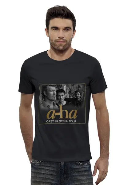 Заказать мужскую футболку в Москве. Футболка базовая a-ha / Cast In Steel Tour от OEX design - готовые дизайны и нанесение принтов.