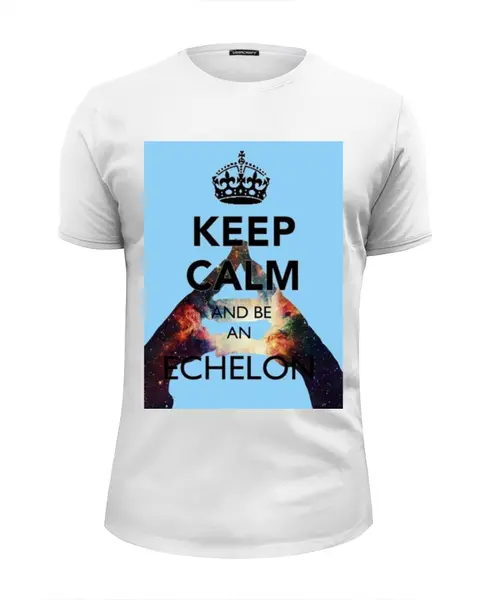 Заказать мужскую футболку в Москве. Футболка базовая Keep calm and be an Echelon от prettydisaster - готовые дизайны и нанесение принтов.