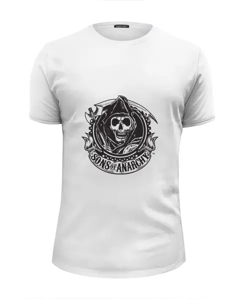 Заказать мужскую футболку в Москве. Футболка базовая Sons of anarchy logo от cherdantcev - готовые дизайны и нанесение принтов.