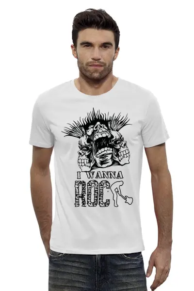 Заказать мужскую футболку в Москве. Футболка базовая I Wanna Rock W от Павел Азаренков - готовые дизайны и нанесение принтов.