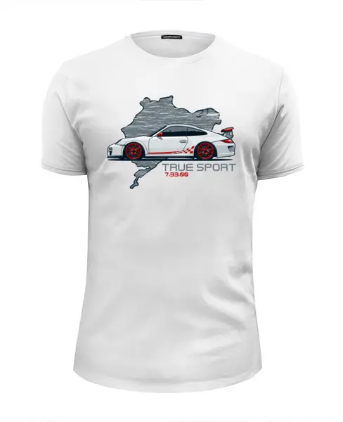 Заказать мужскую футболку в Москве. Футболка базовая Porsche 911 GT3 RS от Oleg Markaryan - готовые дизайны и нанесение принтов.