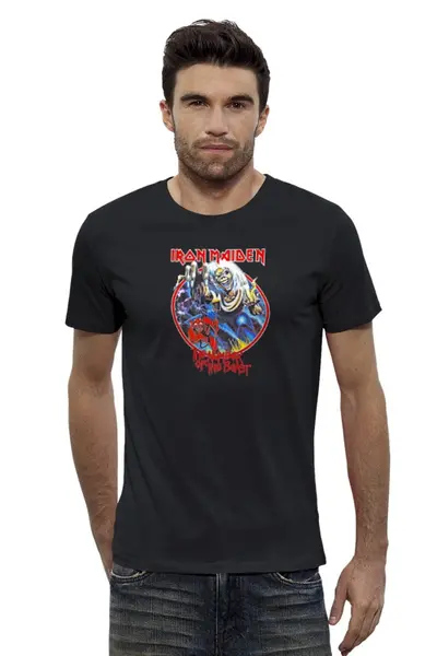 Заказать мужскую футболку в Москве. Футболка базовая Iron Maiden Band от Leichenwagen - готовые дизайны и нанесение принтов.