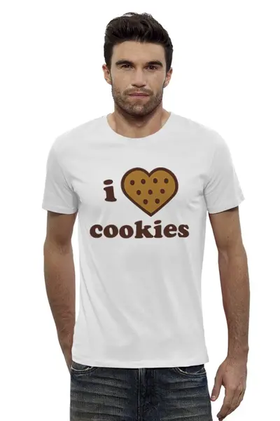 Заказать мужскую футболку в Москве. Футболка базовая i love cookies от cherdantcev - готовые дизайны и нанесение принтов.