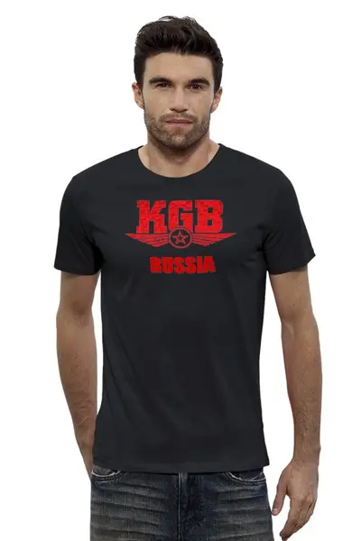 Заказать мужскую футболку в Москве. Футболка базовая KGB Russia от Leichenwagen - готовые дизайны и нанесение принтов.