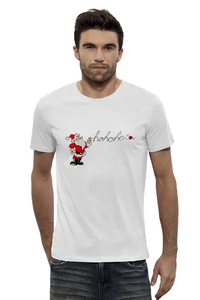 Заказать мужскую футболку в Москве. Футболка базовая Санта от ZVER  - готовые дизайны и нанесение принтов.
