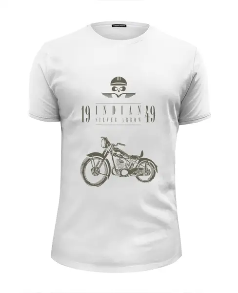 Заказать мужскую футболку в Москве. Футболка базовая Indian Silver Arrow 1949 от BeliySlon - готовые дизайны и нанесение принтов.