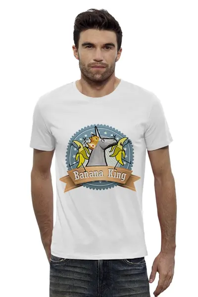 Заказать мужскую футболку в Москве. Футболка базовая Banana king from Charlie The Unicorn от duderoid - готовые дизайны и нанесение принтов.