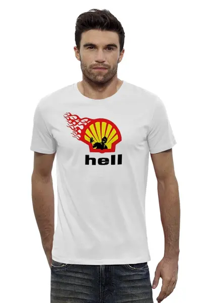 Заказать мужскую футболку в Москве. Футболка базовая Shell/Hell от Leichenwagen - готовые дизайны и нанесение принтов.