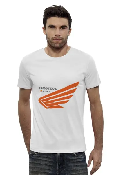 Заказать мужскую футболку в Москве. Футболка базовая Honda repsol от thinkingaboutbmw@mail.ru - готовые дизайны и нанесение принтов.