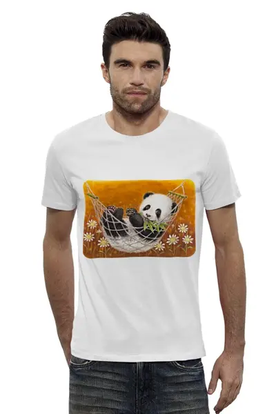 Заказать мужскую футболку в Москве. Футболка базовая Панда от Виктор Гришин - готовые дизайны и нанесение принтов.