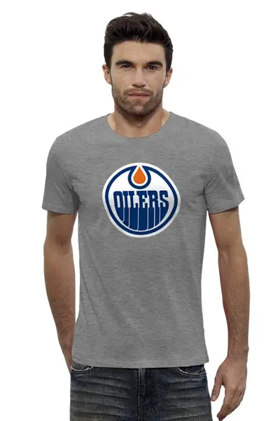 Заказать мужскую футболку в Москве. Футболка базовая Edmonton Oilers / NHL Canada от KinoArt - готовые дизайны и нанесение принтов.