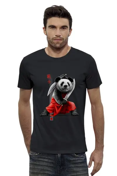 Заказать мужскую футболку в Москве. Футболка базовая Панда с мечами от Xieros - готовые дизайны и нанесение принтов.