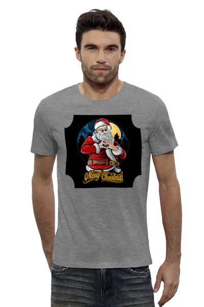 Заказать мужскую футболку в Москве. Футболка базовая Дед Мороз от Leichenwagen - готовые дизайны и нанесение принтов.