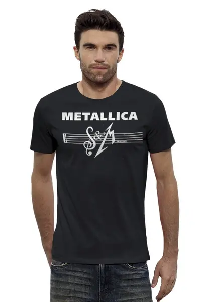 Заказать мужскую футболку в Москве. Футболка базовая Metallica от Leichenwagen - готовые дизайны и нанесение принтов.