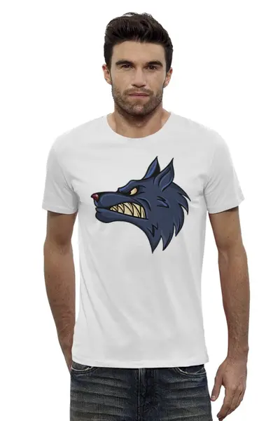 Заказать мужскую футболку в Москве. Футболка базовая Angry Wolf от Polilog - готовые дизайны и нанесение принтов.
