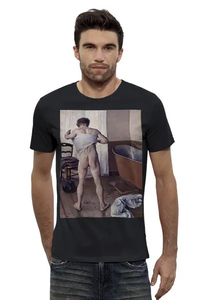 Заказать мужскую футболку в Москве. Футболка базовая Мужчина в ванной (картина Кайботта) от trend - готовые дизайны и нанесение принтов.