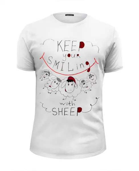 Заказать мужскую футболку в Москве. Футболка базовая keep your smiling sheep от usha - готовые дизайны и нанесение принтов.