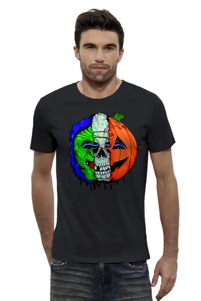 Заказать мужскую футболку в Москве. Футболка базовая The Horrors of Halloween от balden - готовые дизайны и нанесение принтов.